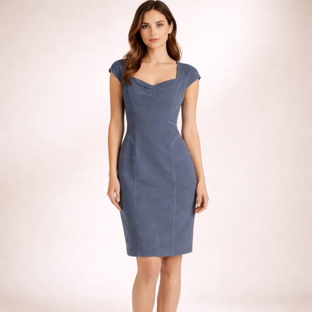 Rebecca Taylor Sweetheart Neckline Bodycon Sheath Dress | Size 2 | Gray